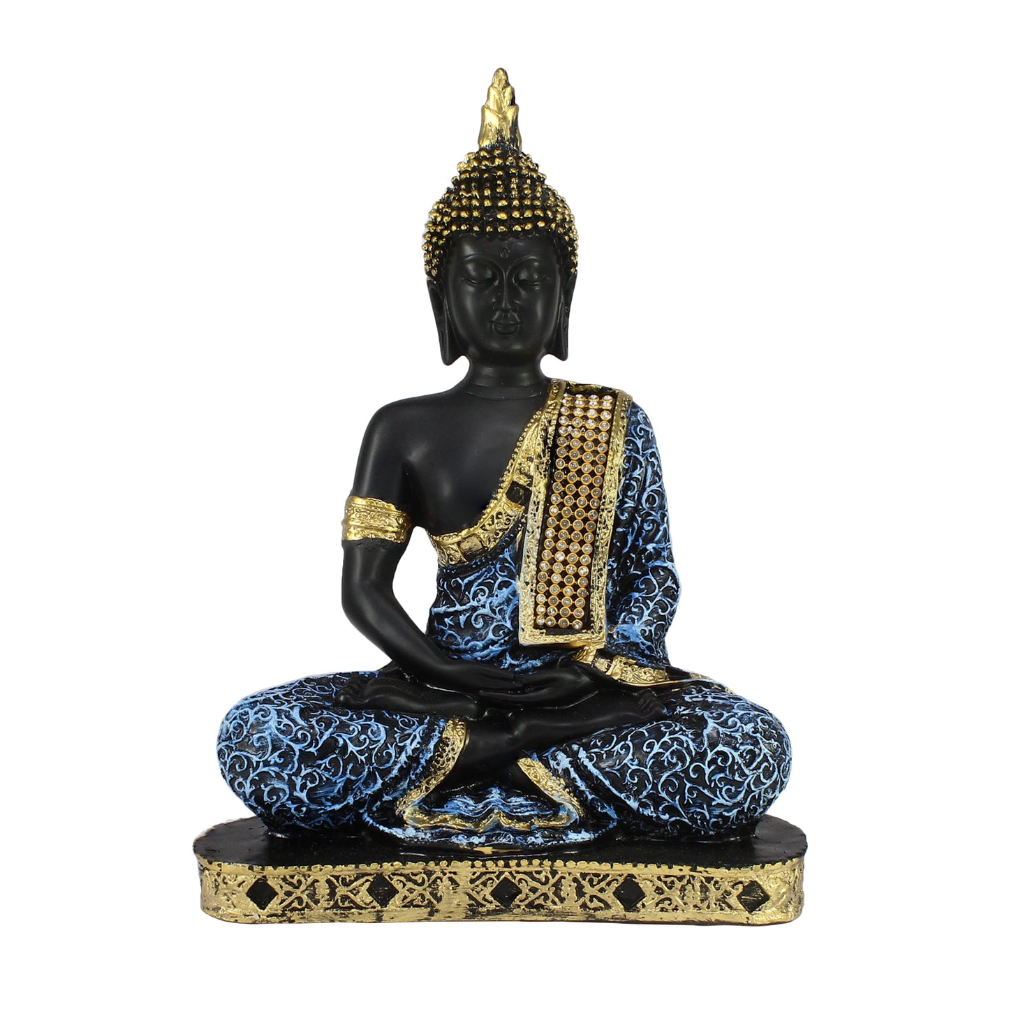 Blue Meditating Buddha Decorative Showpiece - 24 cm - Essence by LaxAar