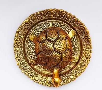 Tortoise on Glass Plate with Golden Border Vastu Yantra Showpiece - Essence by LaxAar