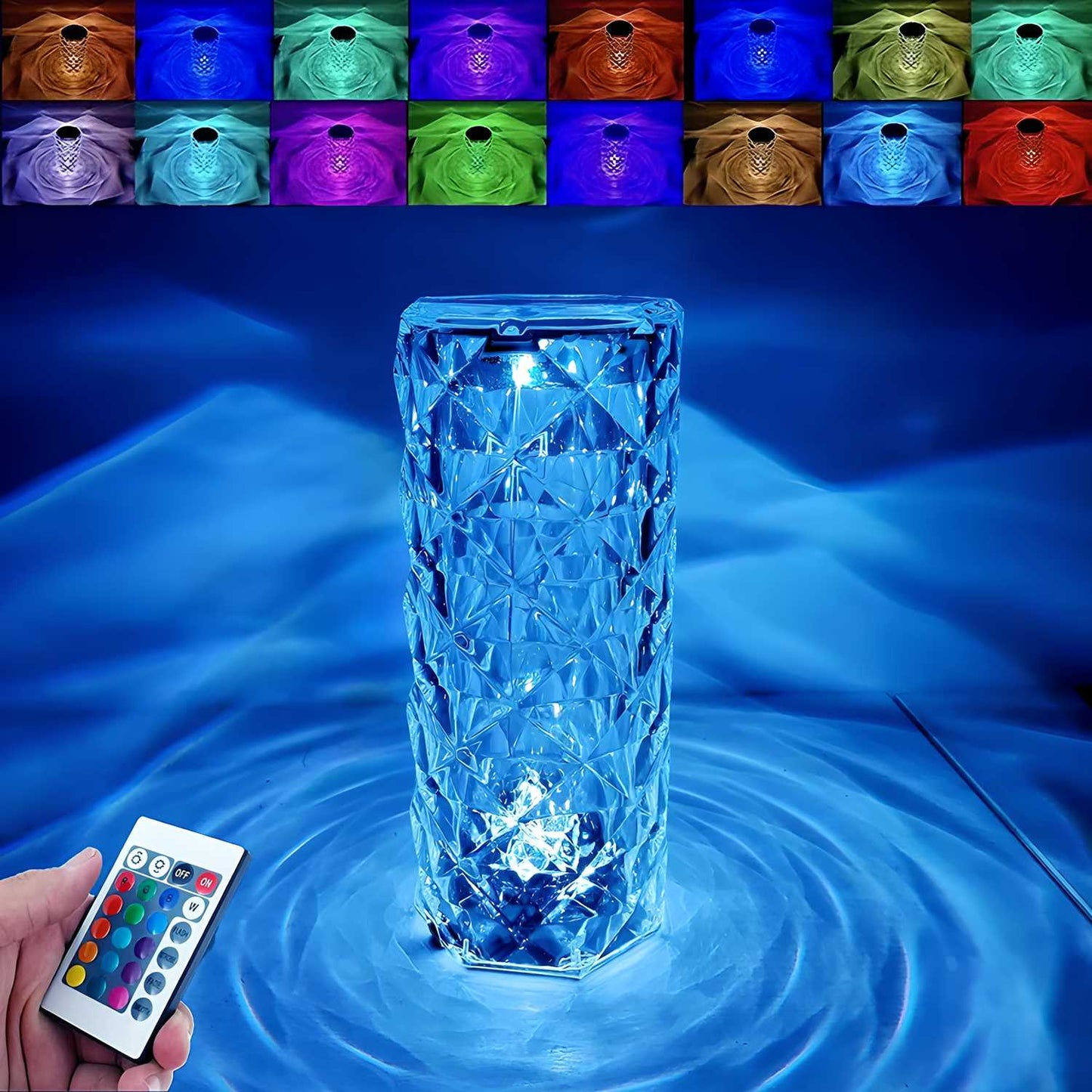 16 Color Changing Rose Crystal Diamond Table Lamp - Essence by LaxAar