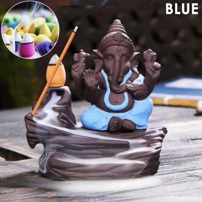 Handcrafted Meditation Monk Ganesha Smoke Backflow Cone Incense holder - Essence by LaxAar