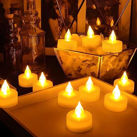 Battery Operated LED Candle Diya Decorative Lights Pack of 12 - Essence by LaxAar