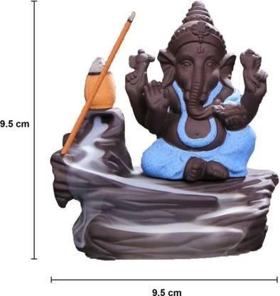 Handcrafted Meditation Monk Ganesha Smoke Backflow Cone Incense holder - Essence by LaxAar