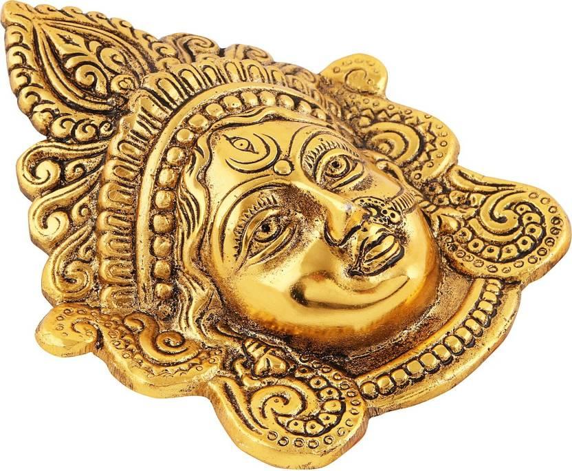 Ambika Durga Face Wall Hanging Metal Idol Showpiece - 15.24 cm (Gold Plated, Metal, Gold) - Essence by LaxAar