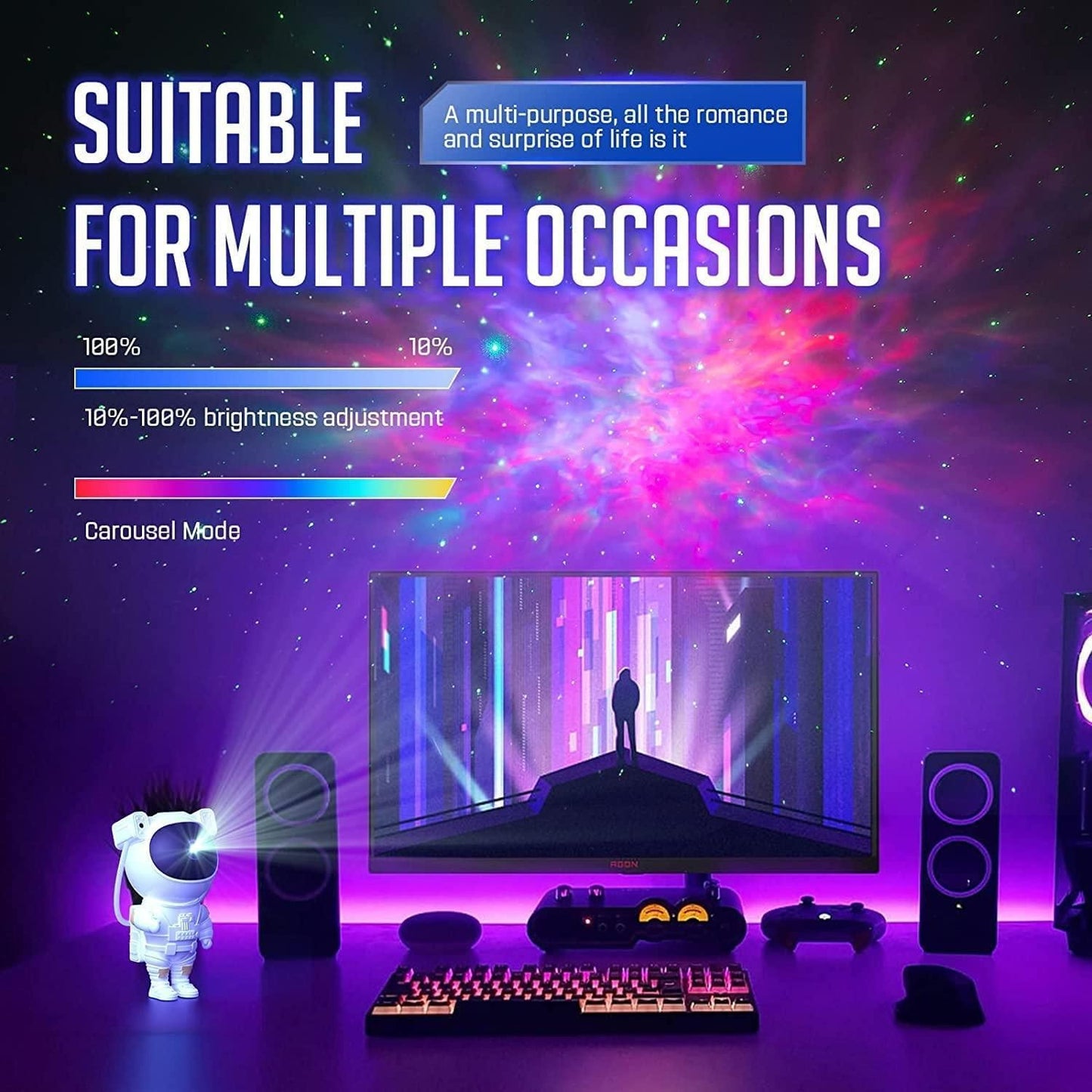 Astronaut Galaxy Projector - 360 Magnetic Head Rotation, Remote Control - Essence by LaxAar