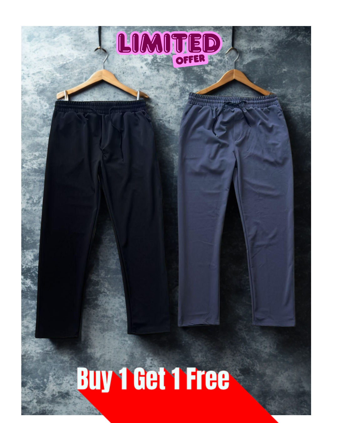 Men's Lycra Slim Fit Track Pants - Combo Set (Buy 1 Get 1 Free) - Essence by LaxAar