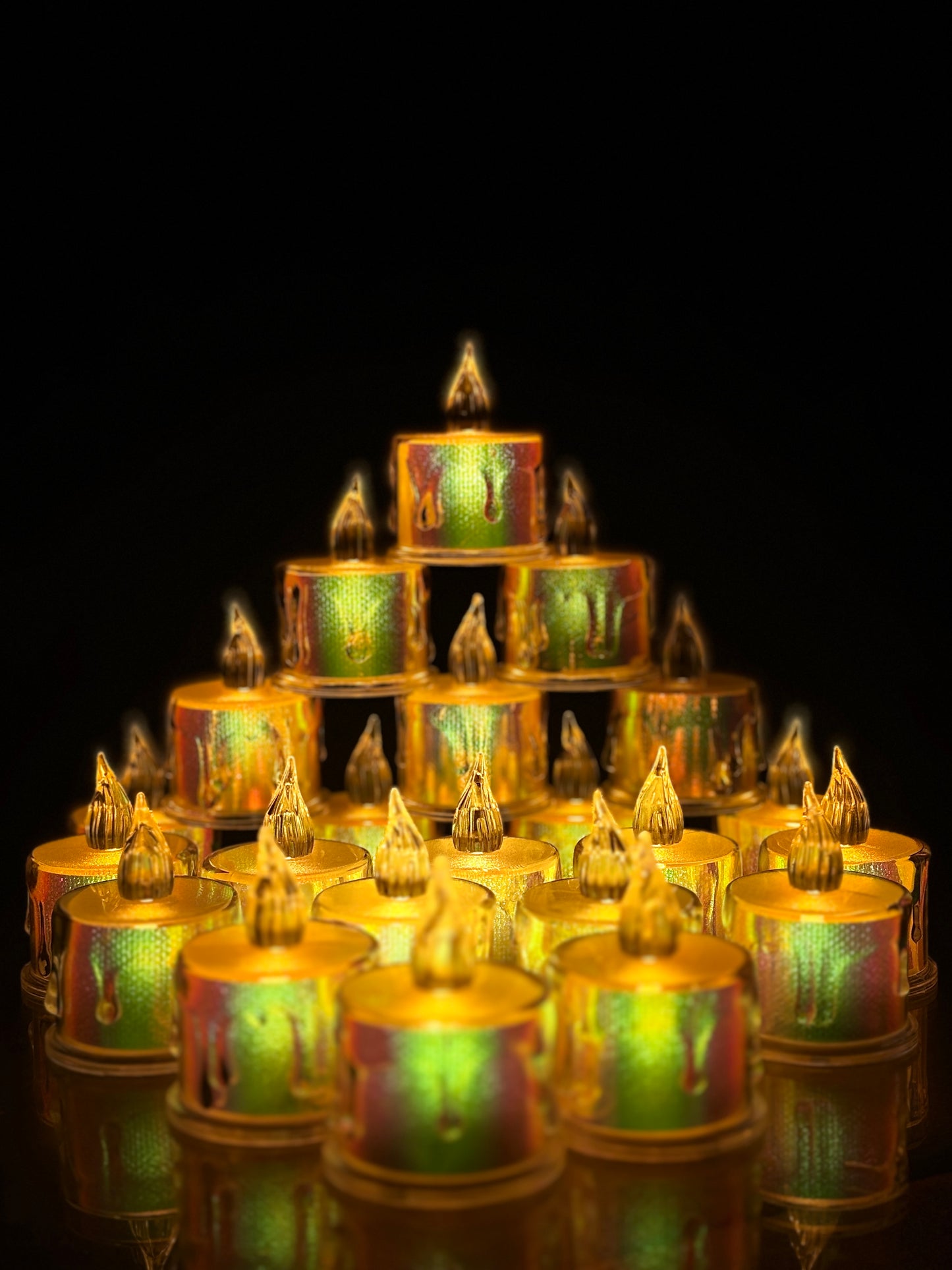 Reusable Diwali Diyas: Crystal LED Tea Light Candles – Smokeless, Flameless Battery-Powered Acrylic Lights (24-Piece Set)