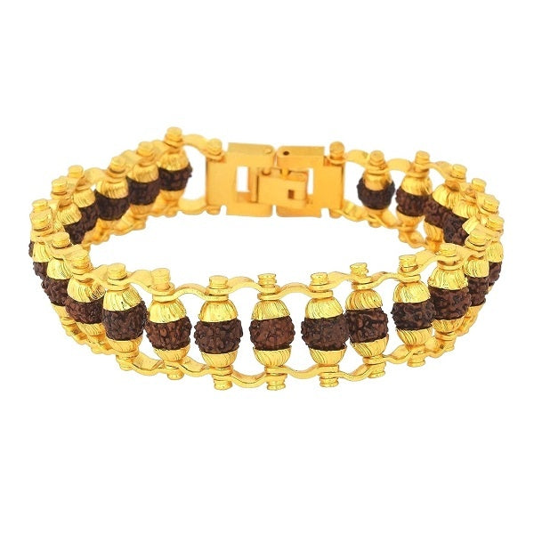 Divine Panch Mukhi Rudraksha Bracelet- Gold Plated - Essence by LaxAar